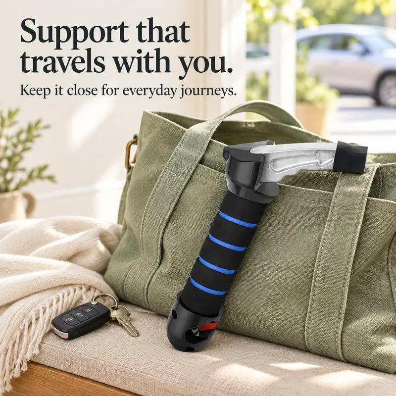 Car exit assist handle for support on the go